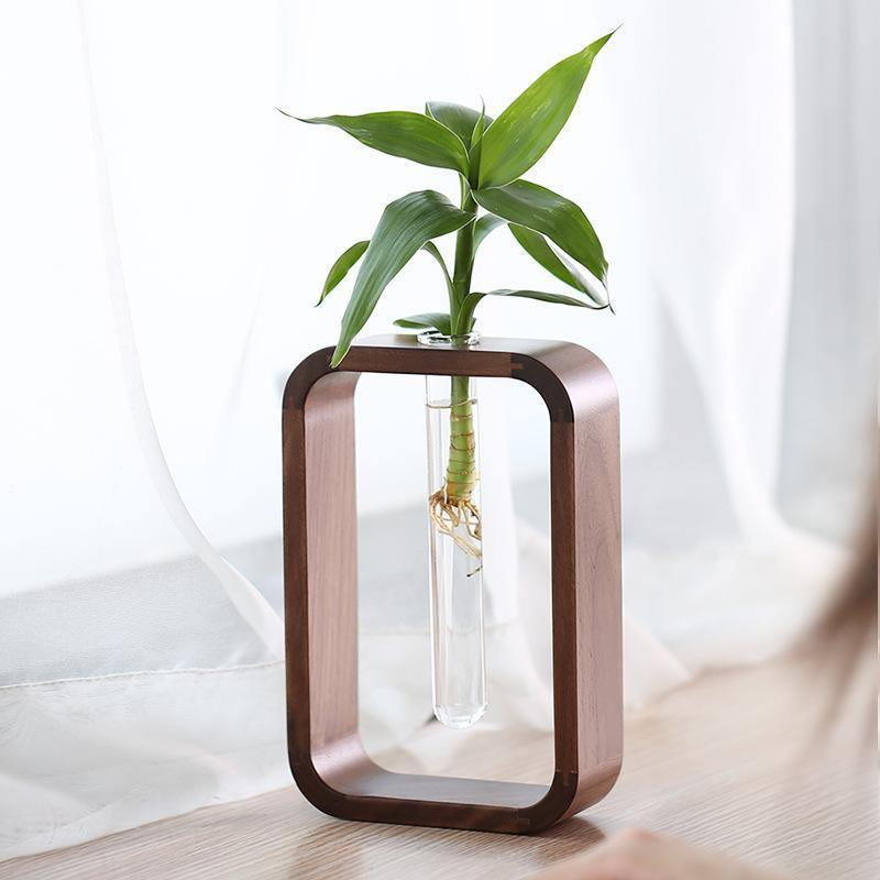 Wood + Glass Plant Vase