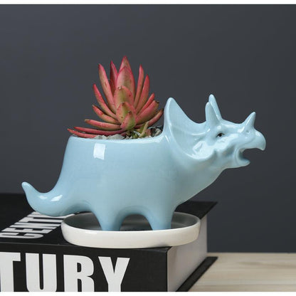 Adorable Dino Succulent Planter Pot with Drainage Tray