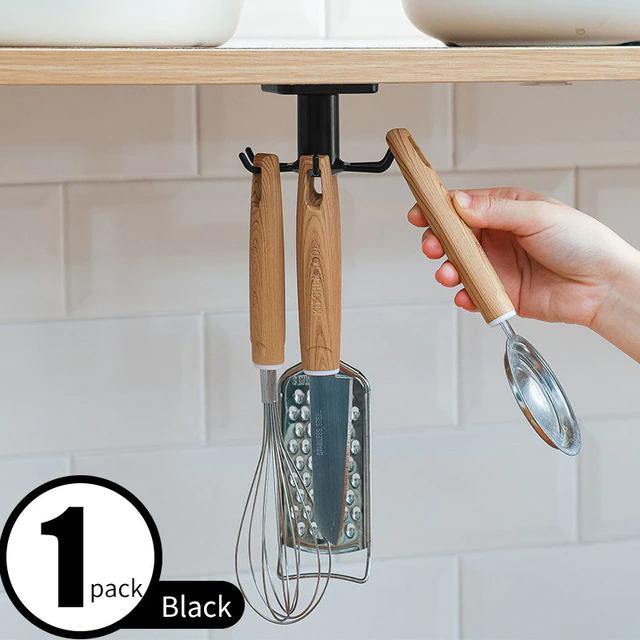 Under-Counter Rotating Kitchen Utensil Storage 6-Hook Organizer