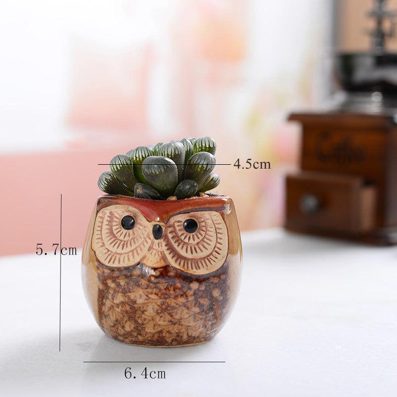 6-Piece Small Owl Ceramic Succulent Planter Pots
