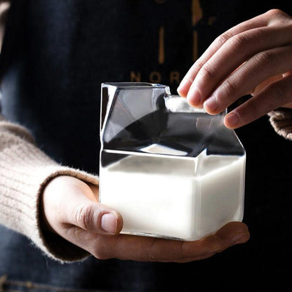 Compact Glass Milk Carton Mug