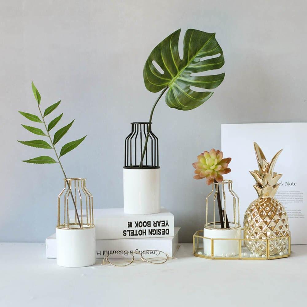 Iron and Ceramic Vase with Grated Design