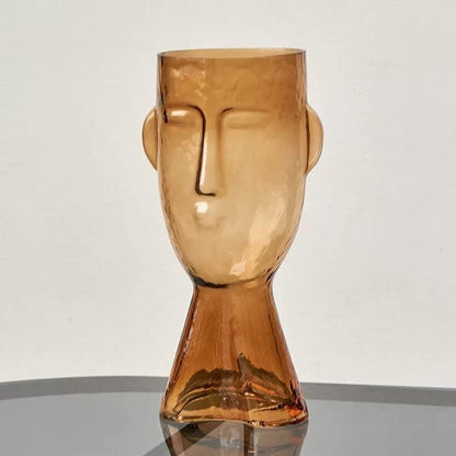 Artistic Face Handblown Glass Vase