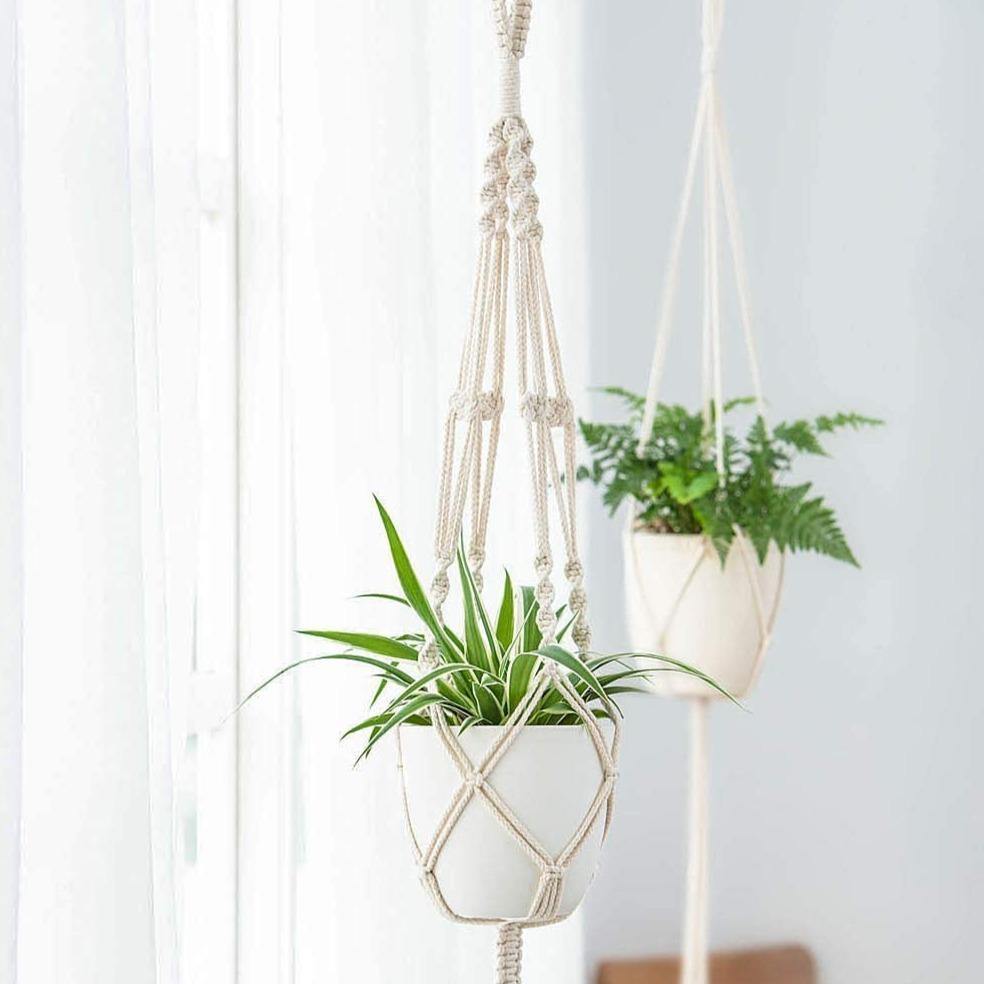 4-Piece Handcrafted Boho Macrame Plant Holder Set