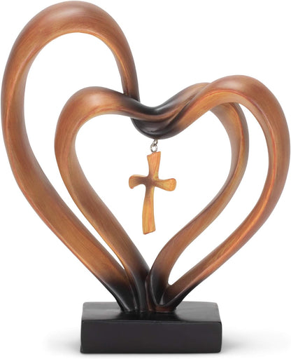 Marriage Takes Three - Entwined Heart & Cross Tabletop Accent