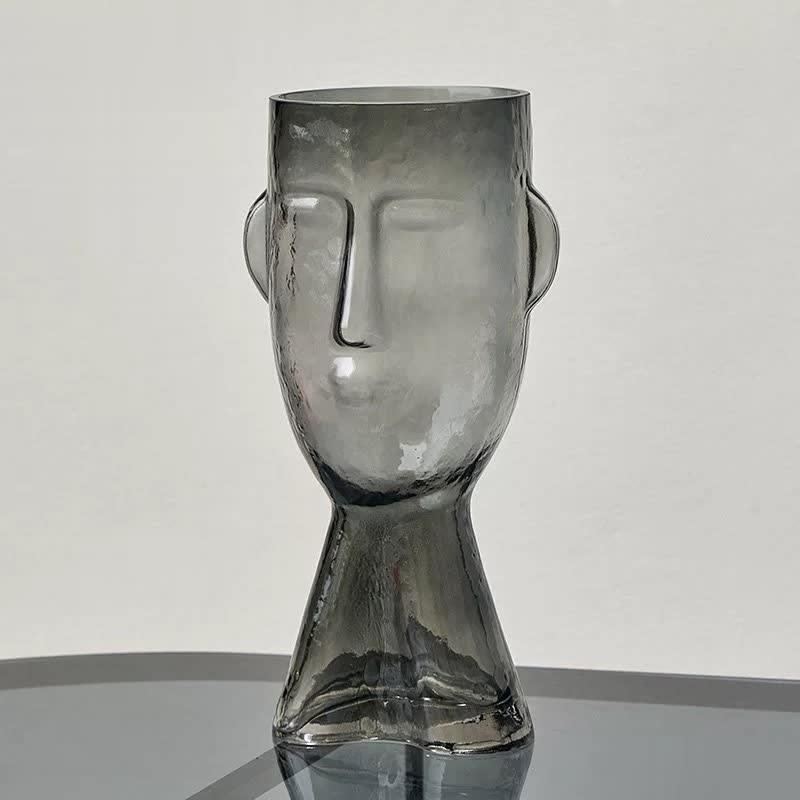 Artistic Face Handblown Glass Vase