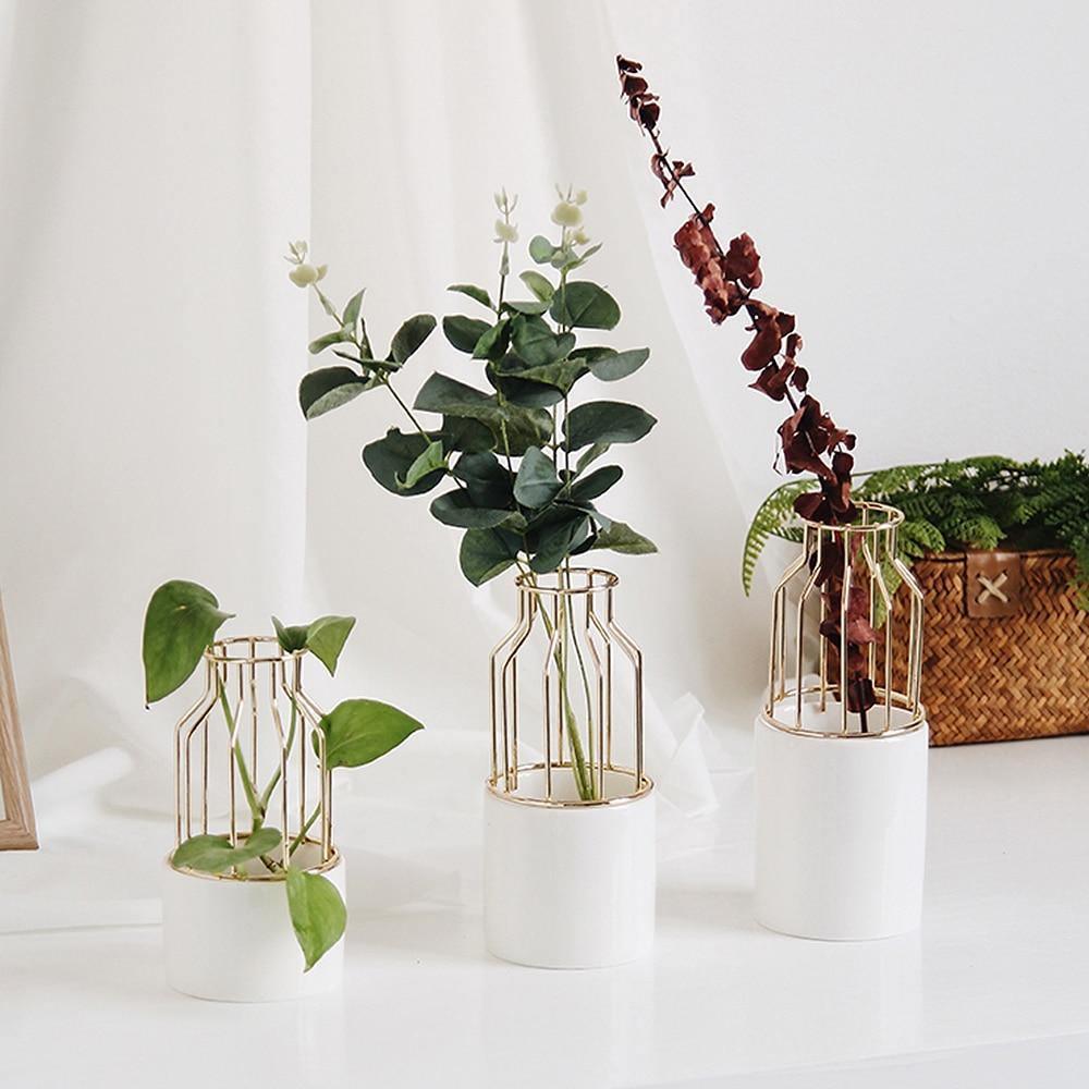 Iron and Ceramic Vase with Grated Design