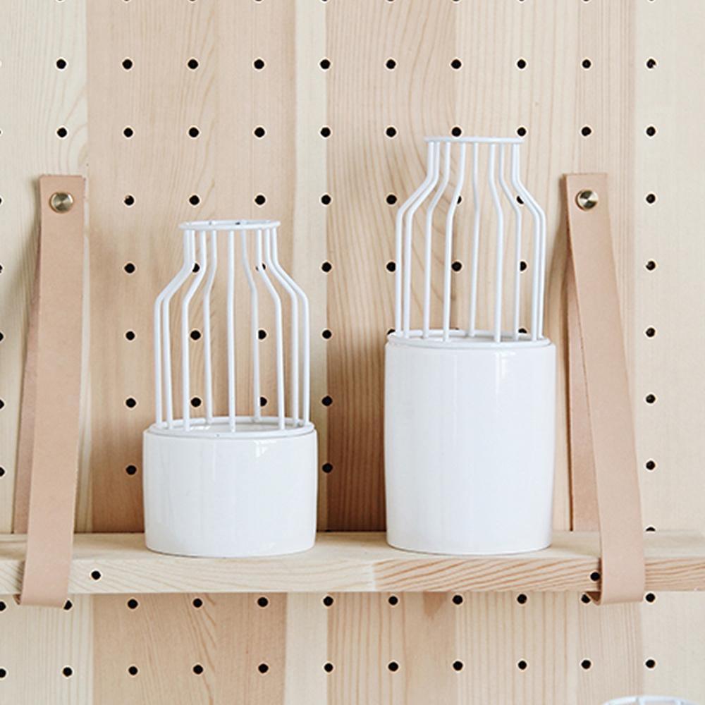 Iron and Ceramic Vase with Grated Design