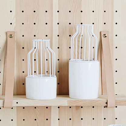 Iron and Ceramic Vase with Grated Design