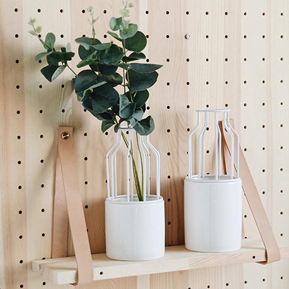 Iron and Ceramic Vase with Grated Design