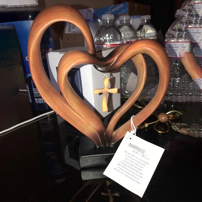 Marriage Takes Three - Entwined Heart & Cross Tabletop Accent