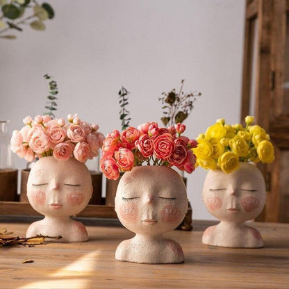 Tranquil Sleep Face Planter Vase
