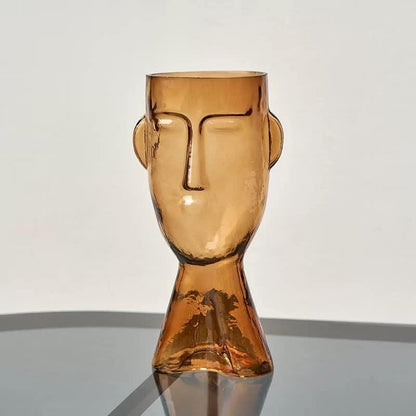 Artistic Face Handblown Glass Vase