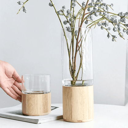 Tranquility Wooden Base Glass Vases