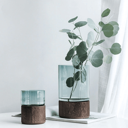 Tranquility Wooden Base Glass Vases