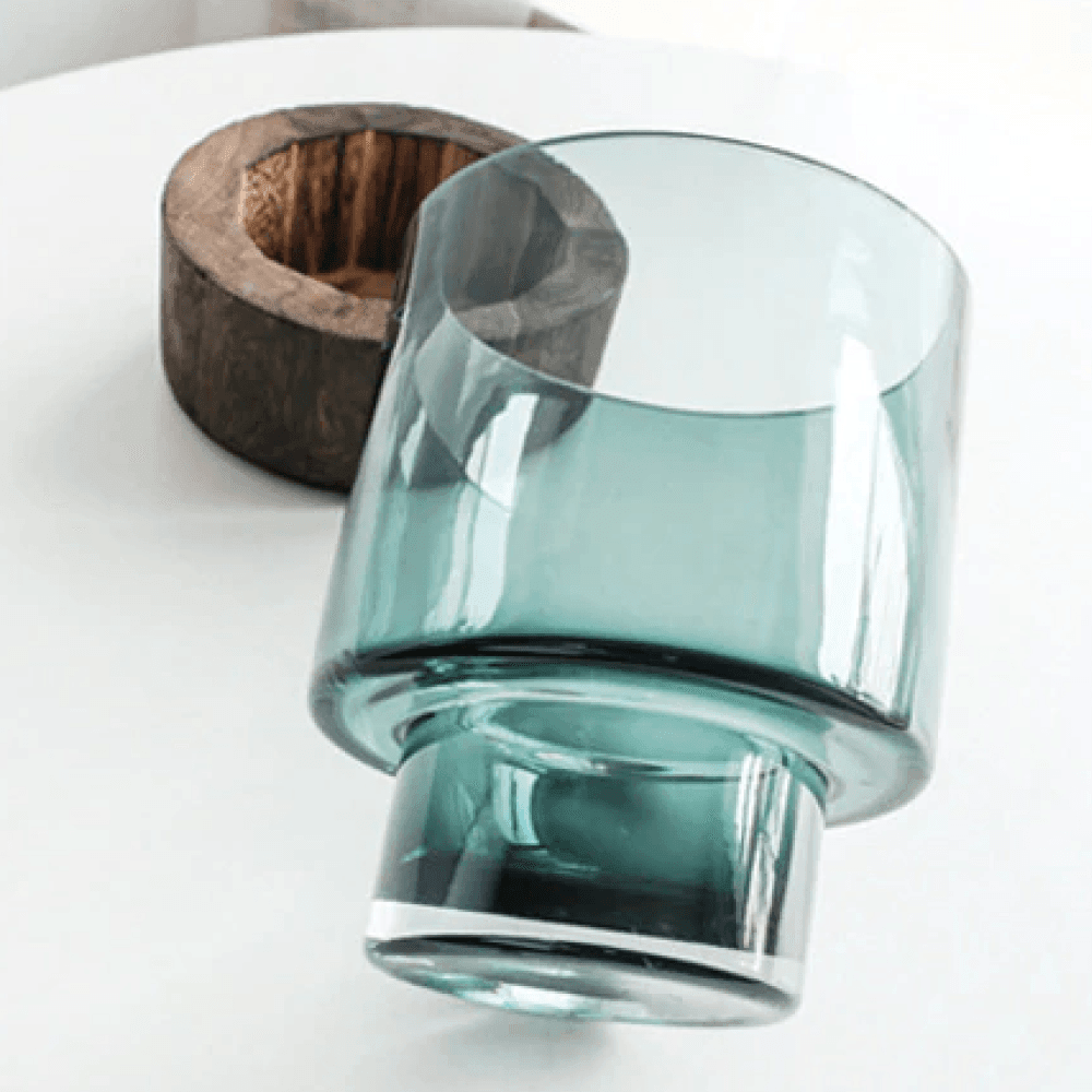 Tranquility Wooden Base Glass Vases