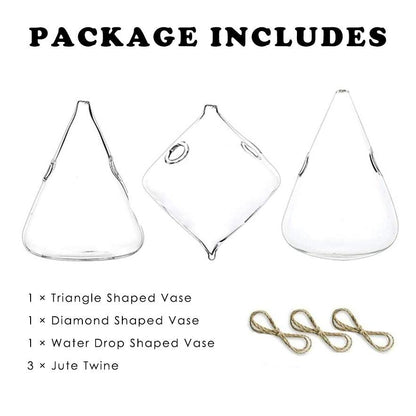 3-Piece Glass Hanging Terrarium Vases