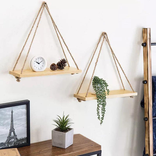 Wooden Rope Swing Wall-Mounted Rack