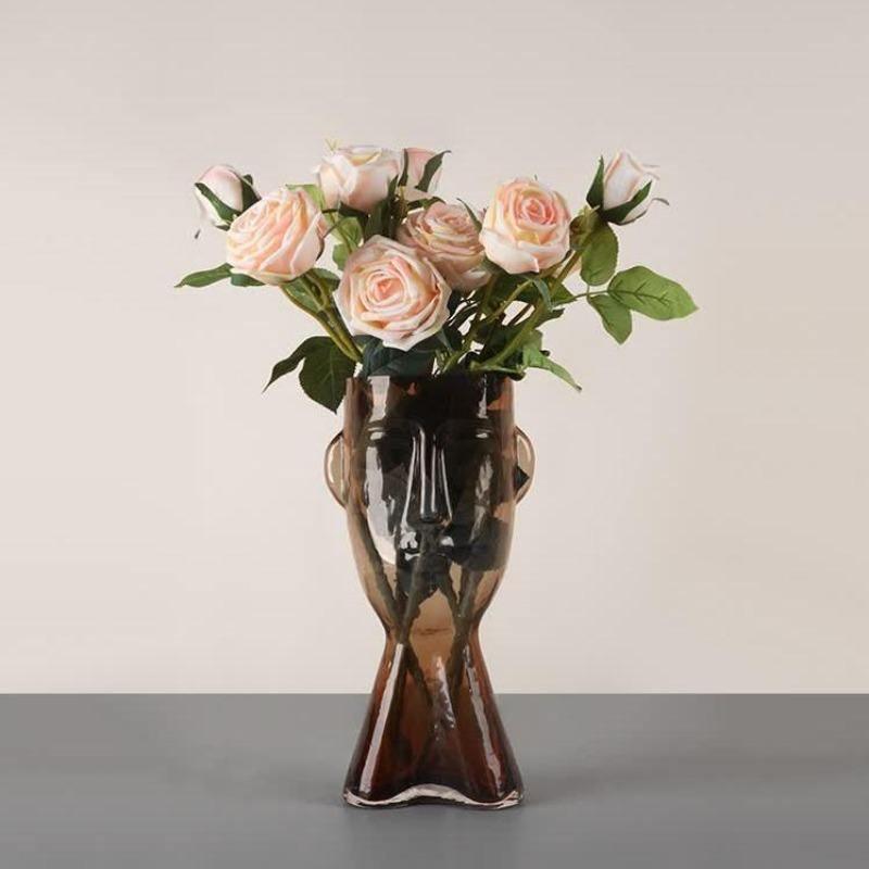 Artistic Face Handblown Glass Vase