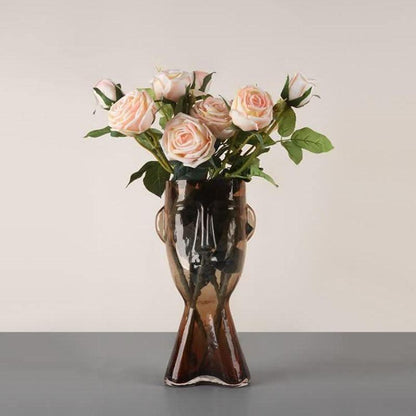 Artistic Face Handblown Glass Vase
