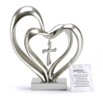 Marriage Takes Three - Entwined Heart & Cross Tabletop Accent