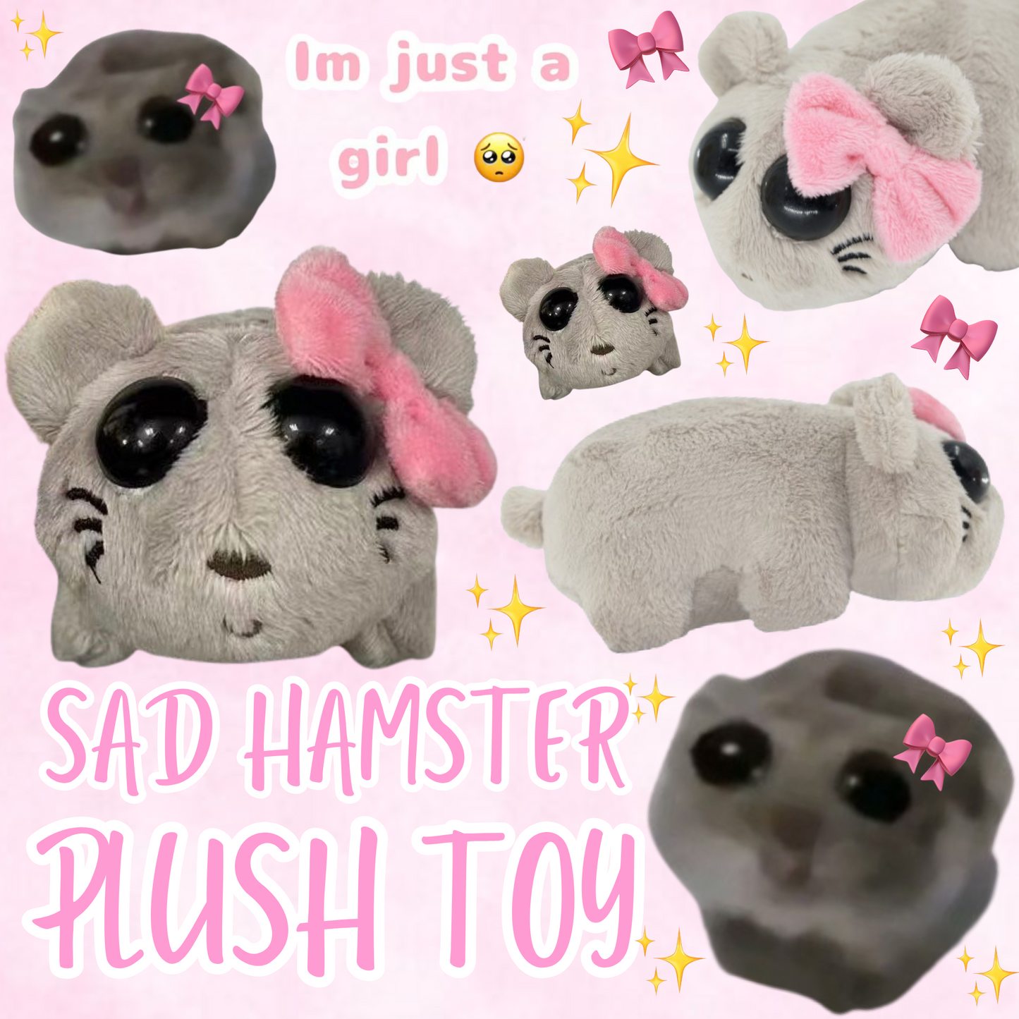 Sad hamster meme plush toy