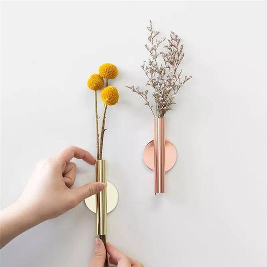 Sleek Metal Tube Vase