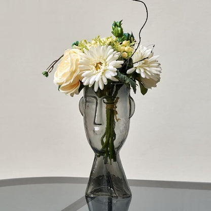 Artistic Face Handblown Glass Vase