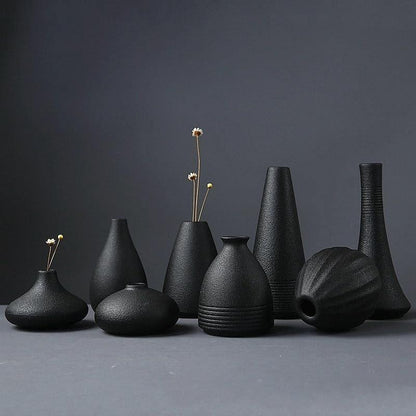 MidNight Black Textured Ceramic Vases