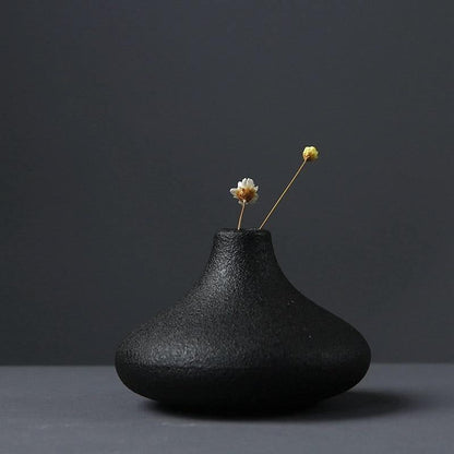 MidNight Black Textured Ceramic Vases