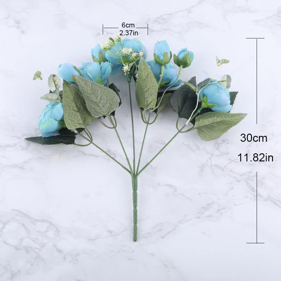9-Piece Faux Silk Peonies Artificial Flowers