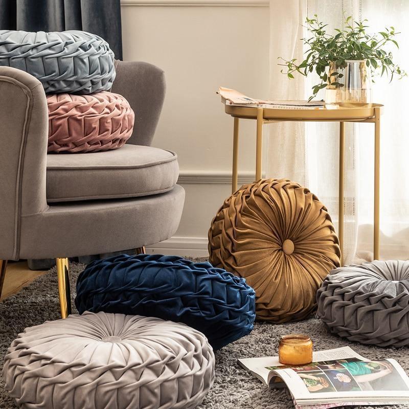 Plush Frill Circular Cushion Toss Pillow