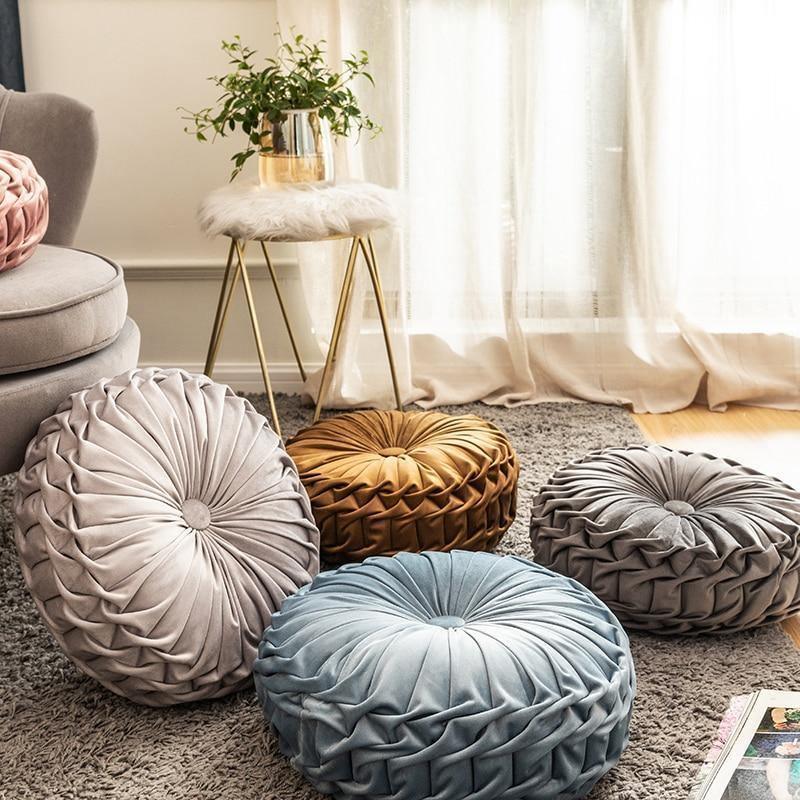 Plush Frill Circular Cushion Toss Pillow