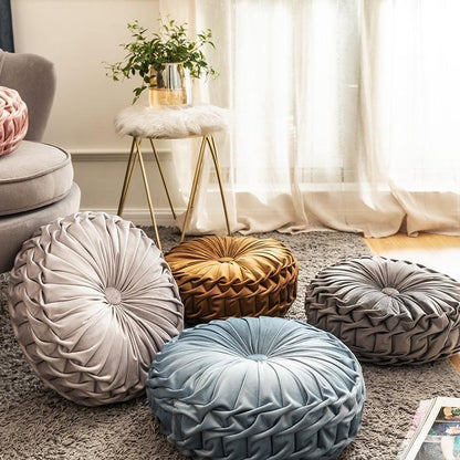 Plush Frill Circular Cushion Toss Pillow