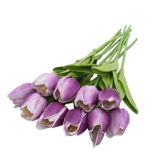 10-Piece Fake Tulips Silk Flowers