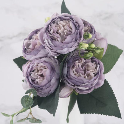 9-Piece Faux Silk Peonies Artificial Flowers