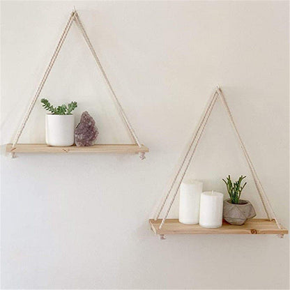 Wooden Rope Swing Wall-Mounted Rack