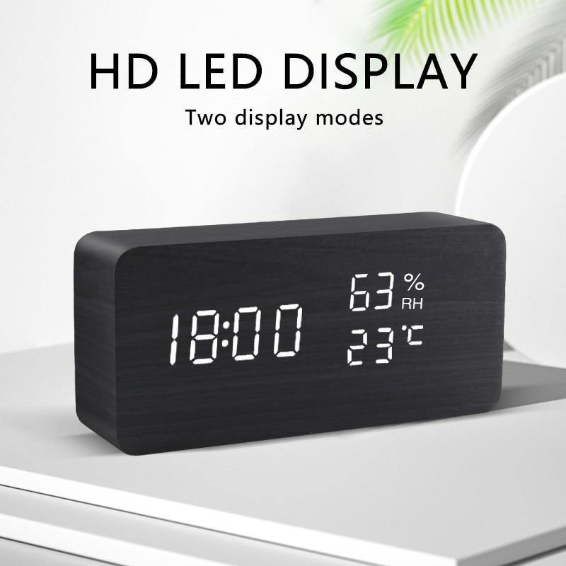 Wooden Block LED Alarm Clock