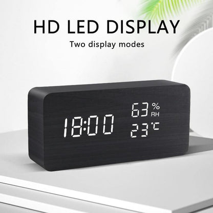 Wooden Block LED Alarm Clock