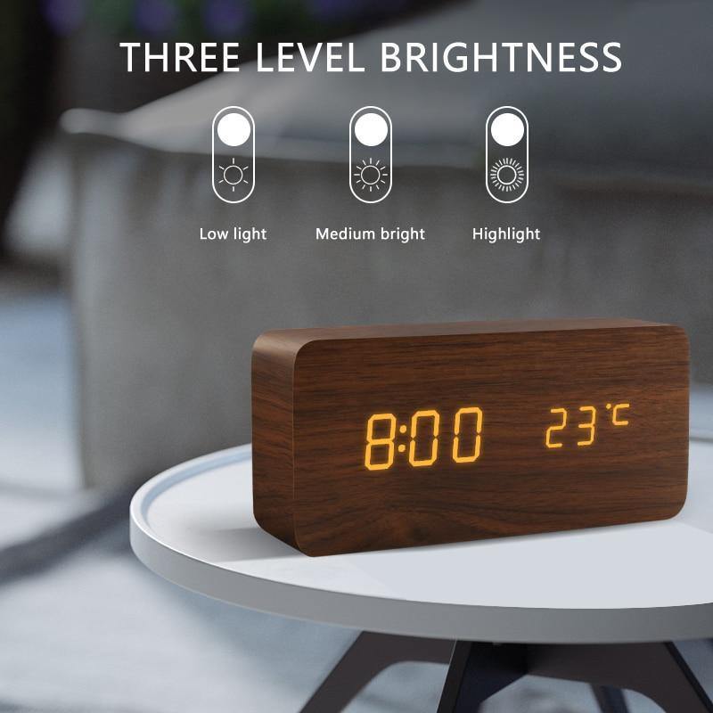 Wooden Block LED Alarm Clock
