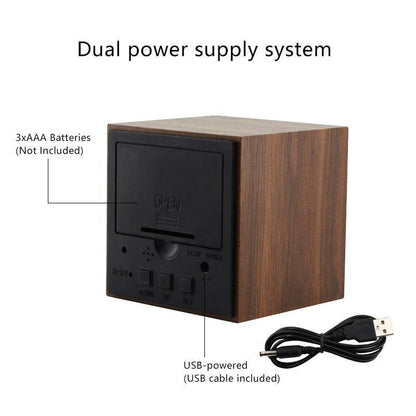 Wooden Block LED Alarm Clock