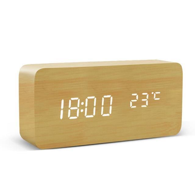 Wooden Block LED Alarm Clock