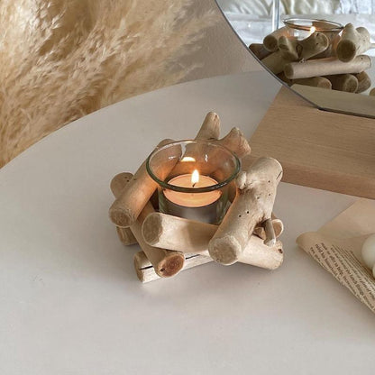 Handcrafted Beachwood Glow Candle Holder
