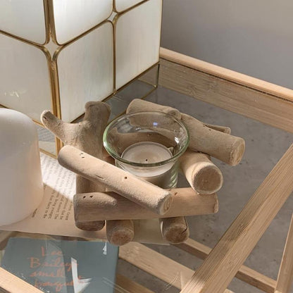 Handcrafted Beachwood Glow Candle Holder