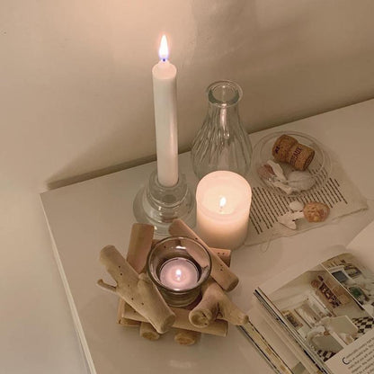 Handcrafted Beachwood Glow Candle Holder