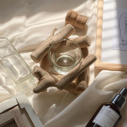 Handcrafted Beachwood Glow Candle Holder