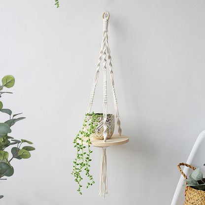 Handcrafted Macrame Rope Swing Timber Shelf