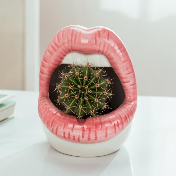 Smooch Lips Ceramic Planter