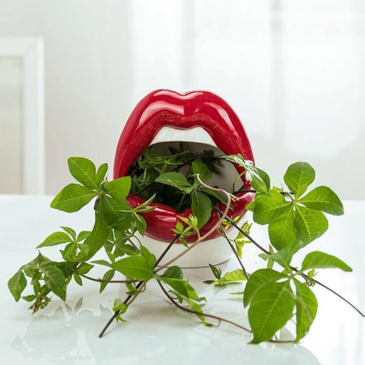 Smooch Lips Ceramic Planter