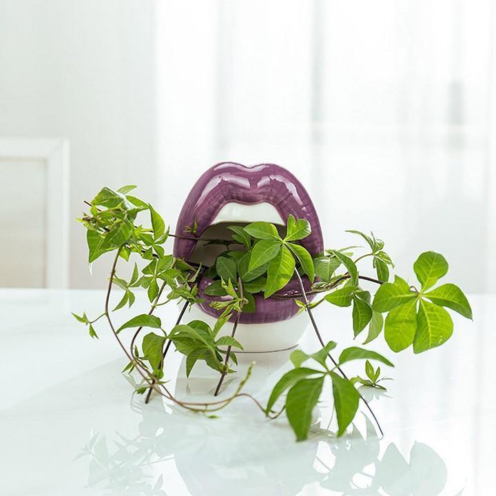 Smooch Lips Ceramic Planter